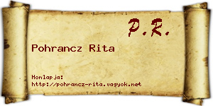 Pohrancz Rita névjegykártya